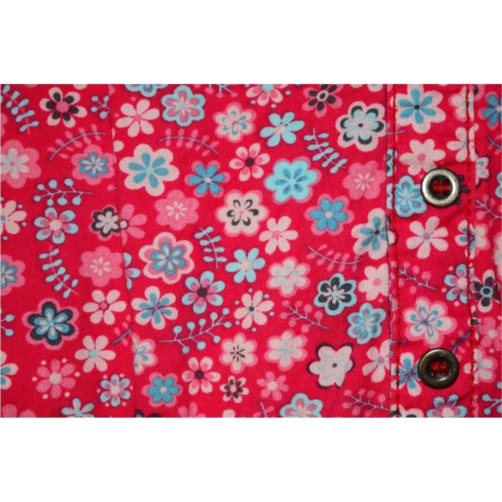 Pumpkin Patch Girls 7 Long Sleeve Pink Floral Button Down Shirt Blouse EUC